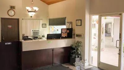 an office with a reception desk and a lobby at Country Inn Ontario in Ontario