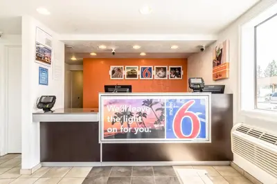 a waiting room with a welcome sign at a hospital at Motel 6-Anaheim, CA - Fullerton East in Anaheim