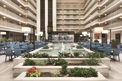 a view of the lobby of a hotel at Embassy Suites by Hilton Brea - North Orange County in Brea