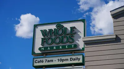 a sign for a whole foods market on top of a building at Cozy private Guest House in Los Angeles