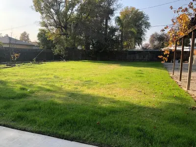 a yard with green grass and a fence at Cozy Suite near City of hope in Duarte