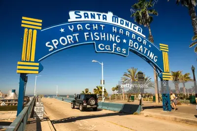 a sign for the beach at santa monica beachport fishingociation gate at 2Bedroom with Den and 2BA 4 Blocks to Santa Monica Beach in Los Angeles