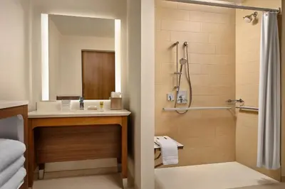 a bathroom with a sink and a shower at Element Anaheim Resort Convention Center in Anaheim