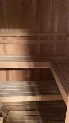 a empty wooden bench in a room at All Season Alpine Retreat-1184 by Big Bear Vacations in Big Bear Lake