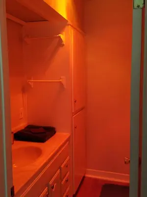 a bathroom with a sink and a toilet and a mirror at Woodland Hills BEST Priced Room in Woodland Hills