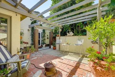 a patio with a pergola and some plants at Chic Peaceful Retreat 16 Mi to Beaches and Wineries! in Santa Paula