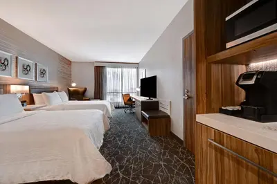 a hotel room with two beds and a television at Hilton Garden Inn Anaheim Resort in Anaheim