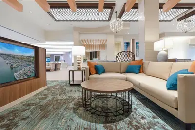 a living room with a couch and a table at Residence Inn by Marriott Marina del Rey in Los Angeles