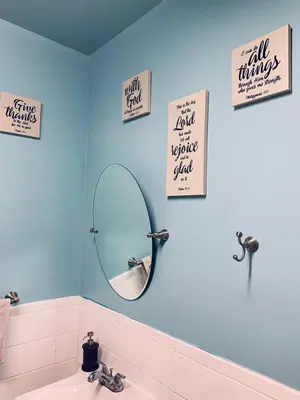 a bathroom with a mirror and a sink at LAX guest house in Inglewood