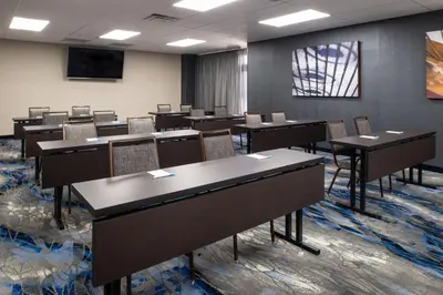a classroom with desks and chairs in a room at Fairfield Inn and Suites by Marriott Bakersfield Central in Bakersfield