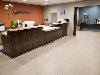 a lobby of a dental office with a reception desk at Good Nite Inn Calabasas in Calabasas