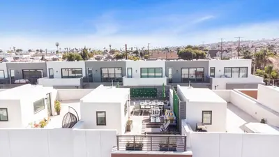 an aerial view of a building at LA Harbor Home with Private Rooftop near #DTLA in San Pedro
