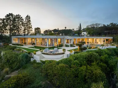 an aerial view of a house at Trousdale Grand in Los Angeles