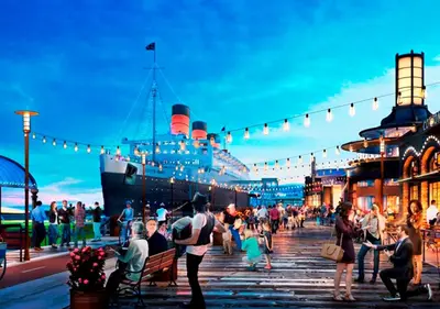 a group of people on a pier with a cruise ship at Beautiful Guesthouse, Sleeps 4 - Kitchen, Private Laundry, AC, Parking, 65' TV, Close to Stores, Restaurants & Beach in Long Beach