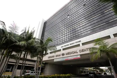 a large building with a sign that reads hospital center at W Hollywood 1BR nr Shops Melrose LAX-210 in Los Angeles