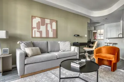 a living room with a couch and a table at Beverly Hills 2BR near the Grove Rodeo Drive LAX-866 in Los Angeles