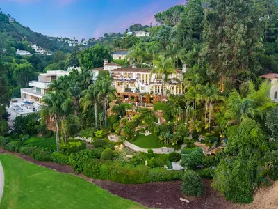 an aerial view of a house with a garden at Bel Air Luxury Villa 6 bedrooms entire house Los Angeles in Los Angeles